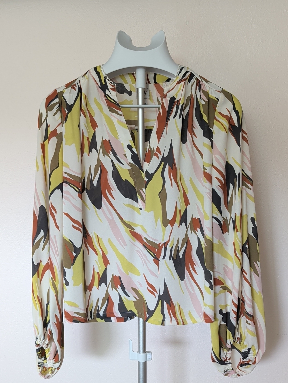 Worthington Abstract V-Neck Blouse in Multi Colors